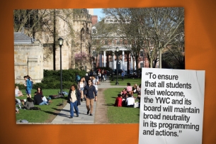 A photo illustration of the Yale University campus.